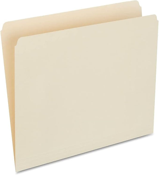 Staples Single‑Tab File Folders, Letter Size, Manila, Durable Paper Stock, 100/Box