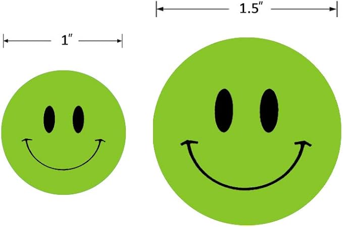 Hcode Happy Face Circle Dots Paper Labels Reward Stickers Teachers Stickers 500 Pieces per Roll (1.5 inch Green)