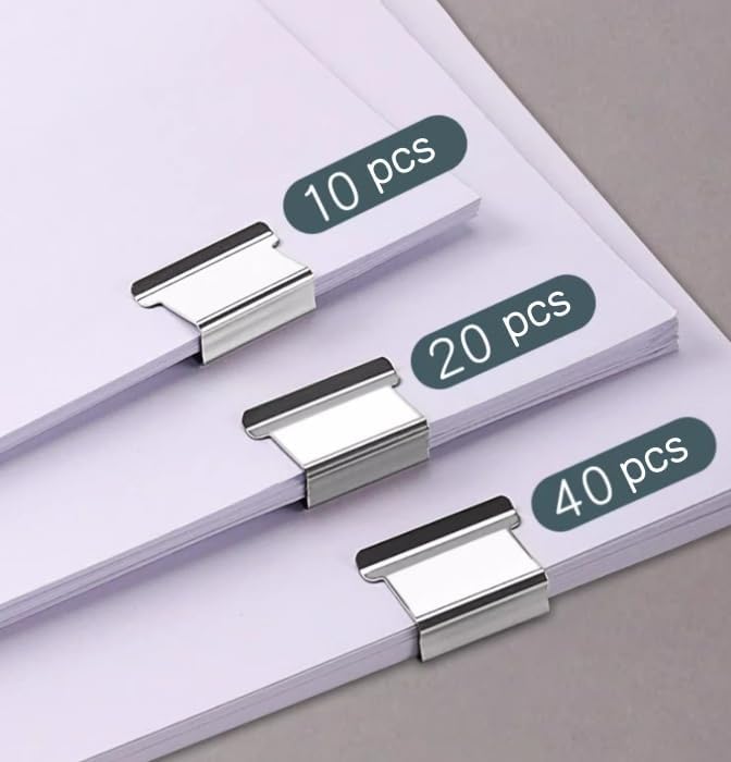 Portable Binder Clip Stapler, Includes 100 Reusable Clips, Mini Push Stapler Clamp Staplers for Desktop Document Home School Desk Office (100 Refill Clips)