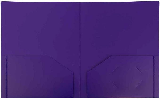 JAM PAPER Heavy Duty Plastic 2 Pocket Extra Tough School Folders - Purple - 24/Pack