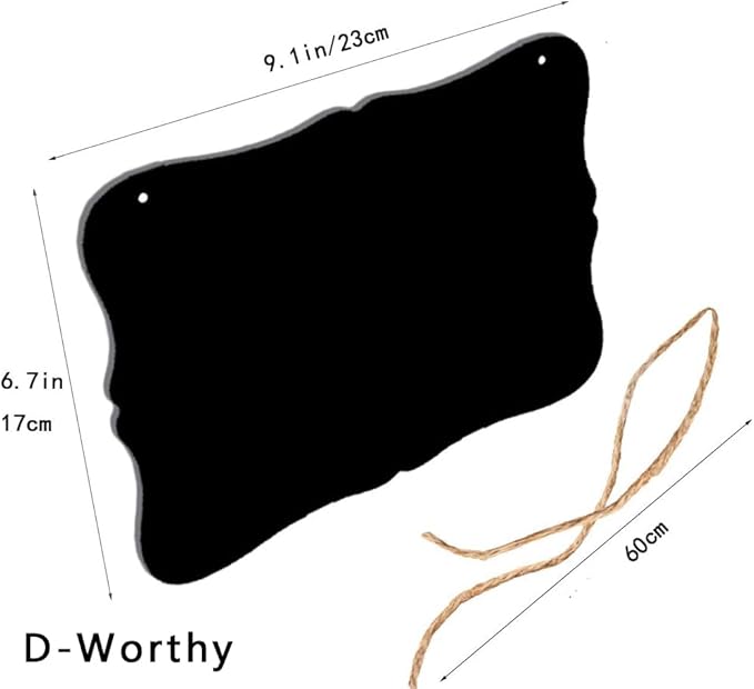 Wooden Double Sided Hanging Chalkboard Signs, Vintage Erasable Message Board Sign with Hanging String for Wedding Kitchen Home Party Decoration (Rectangle 03)