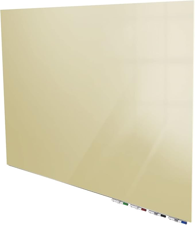 Aria 3'H x 4'W Low Profile 1/4" Glass Whiteboard - Horizontal Beige - 4 Markers and Eraser