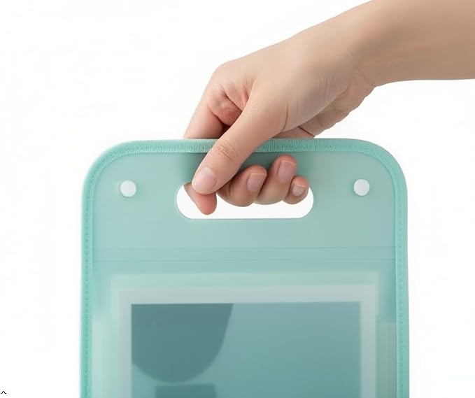 Translucent Vertical Accordion File Folder,13 Pockets Expanding File Organize with Labels,A4 Letter Size Document Receipt Organizer Accordion Filing Folder for School, Home,Office.(Green)