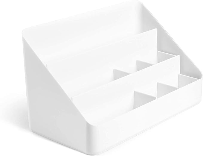 Poppin Desk Organizer with 3 Tiers, Sliding & Removable Dividers, Charging Station - All-in-One Workspace Organizer for Office Supplies, Desktop Organizer