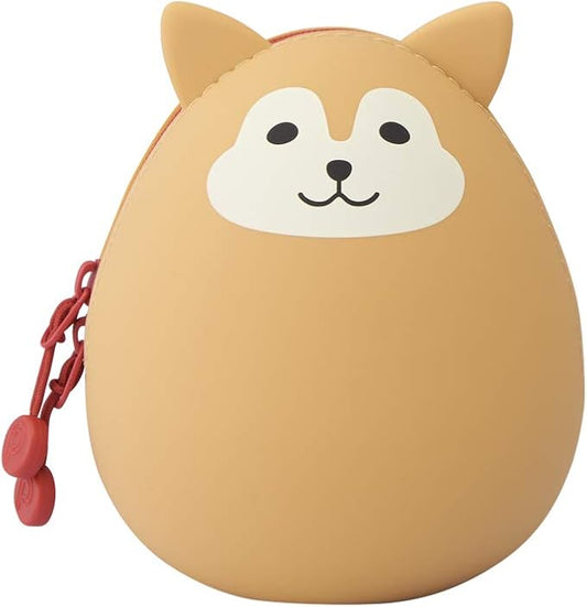 LIHIT LAB PuniLabo Mini Zipper Pouch, Egg-Shaped, 2.2" x 2.4", Shiba Dog (A7782-2)