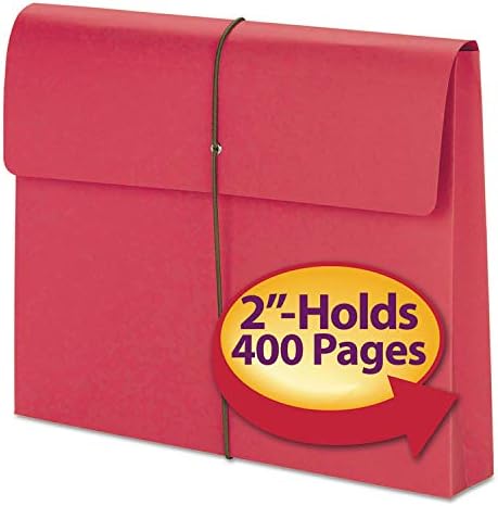 Smead Colored Expanding File Wallet with Flap and Cord Closure, 2" Expansion, Letter Size, Red, 10 per Box (77205)