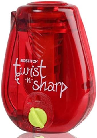 Bostitch Office Pencil Sharpener, Manual, Twist-n-Sharp with Shavings Tray, Kids, Boys, Girls, Colored Pencils, 3-Pack, Lime Green, Blue and Red