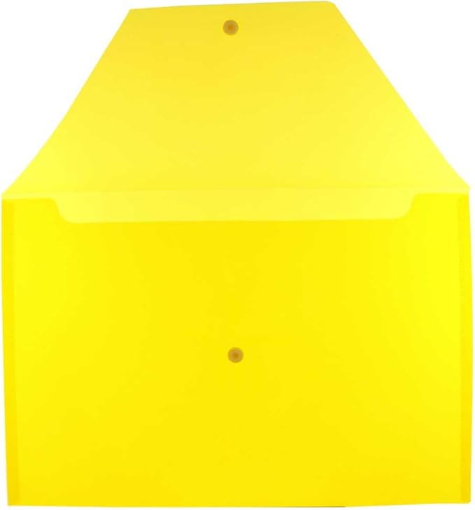 JAM PAPER Plastic Envelopes with Snap Closure - Legal Booklet - 9 3/4 x 14 1/2 - Yellow - 12/Pack