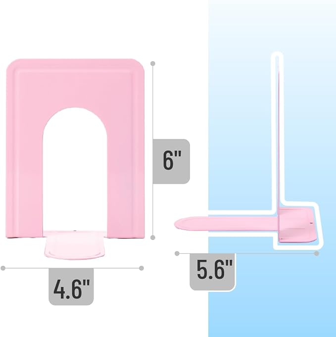 Mr. Pen- Book Ends, 4 Pack, Light Pink, Heavy Duty Metal Bookends for Shelves, Book Holders for Shelves, Metal Bookends