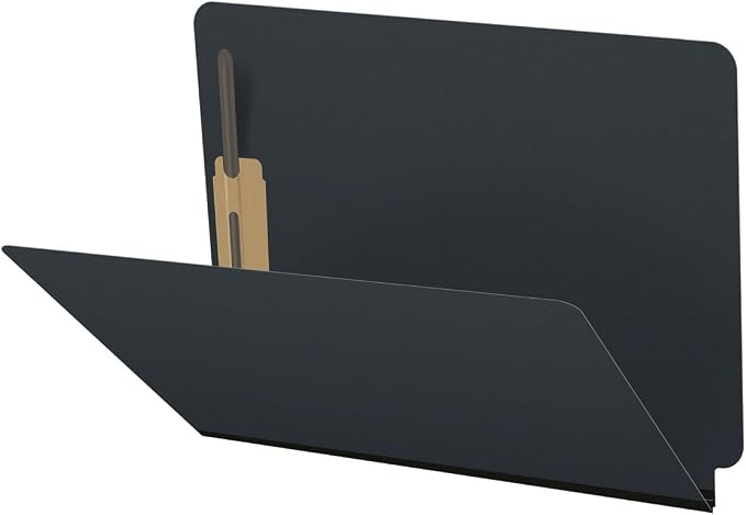End Tab Pressboard Folders, Letter Size, 2" exp, Fasteners Pos #1 & #3, Black (Box of 25)