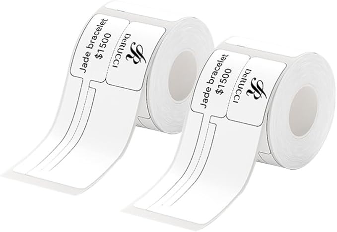 B1 Jewlry Label Tape Adapted Label Print Paper Mini Labels Sticker Standard Laminated Office Container Labeling Tape Replacement for B21 Label Maker (2 Rolls, 02F White)