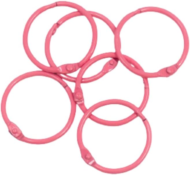 Craftelier - Set of 6 Metal Binding Rings for Scrapbooking, Card Making and Other Craft Projects | Rings for Photo Albums, Notebooks or Diaries | Size Ø 30 mm - Fuchsia Pink Colour