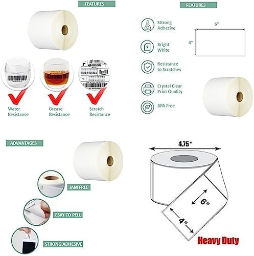 iMBAPrice - 1 Roll of 450-4x6 Direct Thermal Labels for Zebra 2844 ZP-450 ZP-500 ZP-505 (1 inch core) - 95+60GSM Top Coated