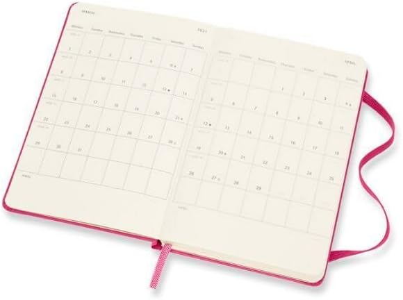 Moleskine 18 Month 2020-2021 Weekly Planner, Hard Cover, Pocket (3.5" x 5.5") Bougainvillea Pink