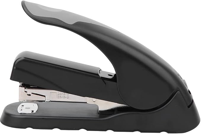 Stapler - Book Stapler 20/40 Sheets Stapling Machine Bookbinding Stapler Soft Cushioned Handle One Button Needle Slot Reversible Groove (Black)
