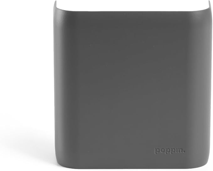 Poppin Magnetic Pen Holder - Office Supplies Storage Cup with 3 Mounting Options (adhesive strips, magnets, or screws), Mounts to Walls, Refrigerators, Lockers (Dark Gray)