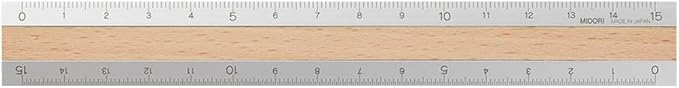 Midori Aluminium + Wood Ruler 15cm Light Brown (42257006)