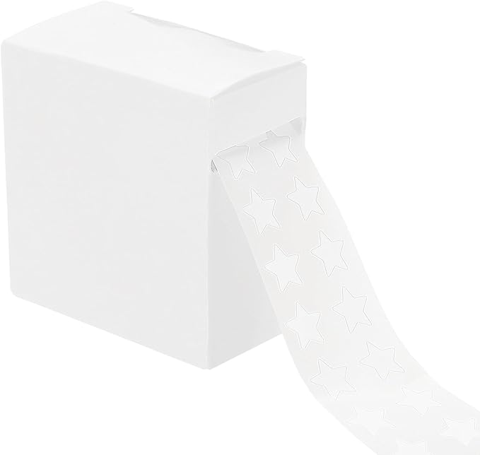 PATIKIL Star Stickers Roll 3/8", 1000 Pcs Self-Adhesive Reward Stickers for Classroom Teacher Supplies and DIY Craft, White