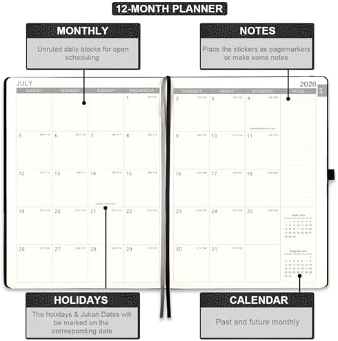 2026-2027 Planner - Weekly & Monthly Planner 2026-2027 with Pen Loop, to Achieve Your Goals & Improve Productivity, July 2026 - June 2027, Thick Paper, Inner Pocket, 8.5" x 11" - Black