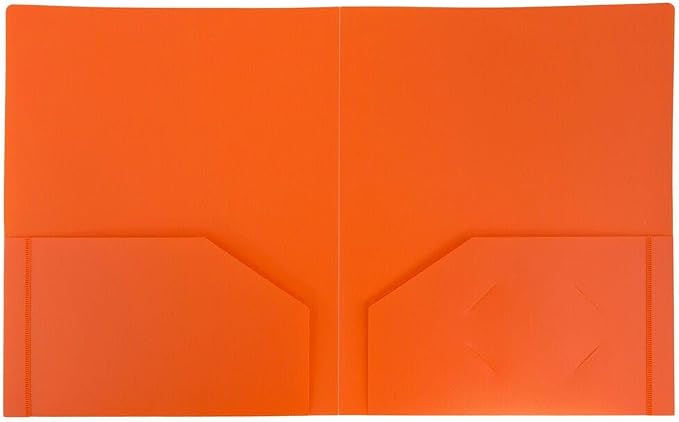 JAM PAPER Heavy Duty Plastic 2 Pocket Extra Tough School Folders - Orange - 3/Pack