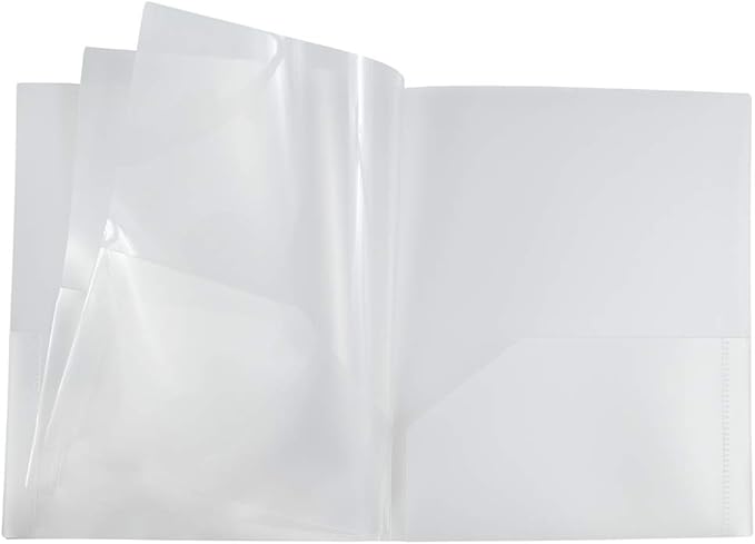 JAM PAPER Heavy Duty Plastic Multi Pocket Folders - 6 Pocket Organizer - Clear - 2/Pack