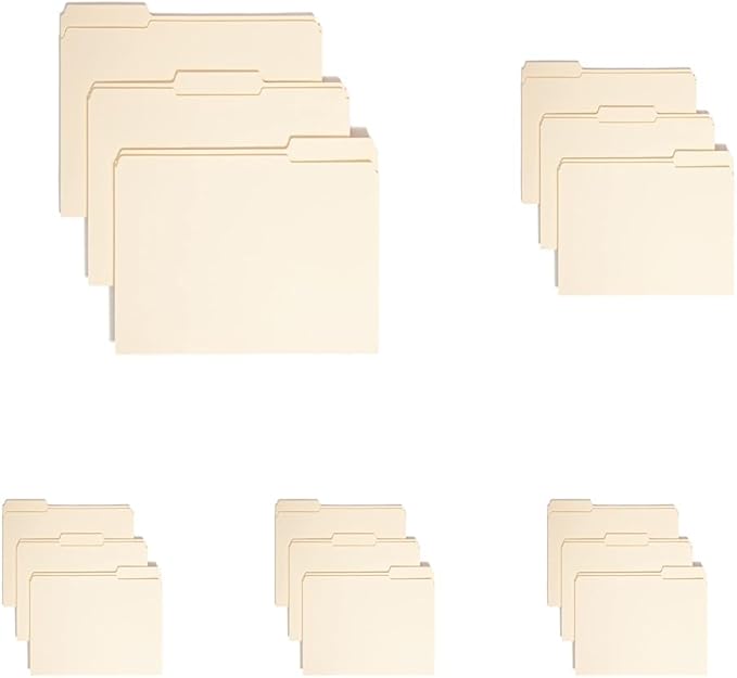 Smead File Folders Letter Size,Reinforced 1/3-Cut Tab,Assorted Positions,Letter Size,Manila Folders 8.5 x 11,100 per Box (10334),(Pack of 5)