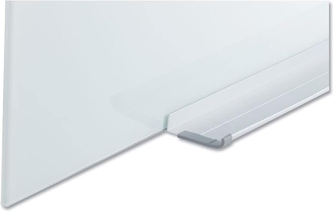 Universal Frameless Magnetic Glass Dry Erase Board, 72" x 48", White Surface, Horiztonal Mount