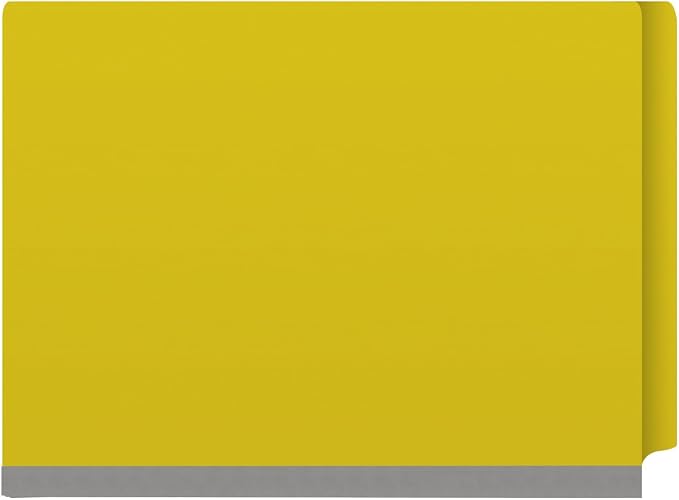 25 Pt. Pressboard Classification Folders, Full Cut End Tab, Letter Size, 1 Divider, Yellow (Box of 10)