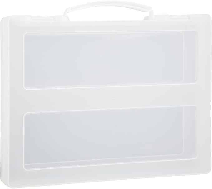 SAYEEC Portable Project Case Plastic File Storage Box with Handle Transparent Scrapbook Container for 8.5"x11" Letter A4 Paper Magazine Book Protector Travel Carrying Case for Photo Art Craft Office