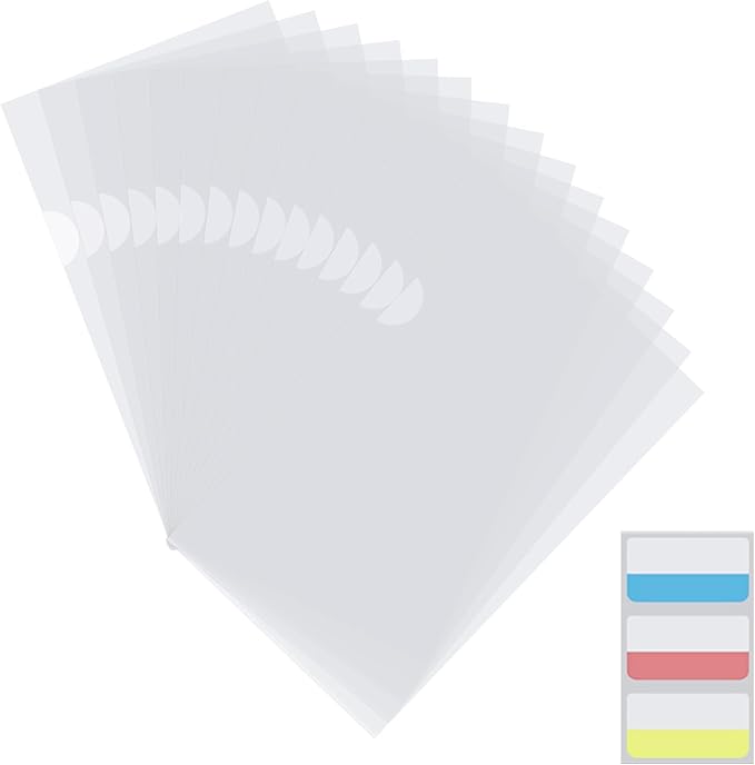 100 Pack Plastic Clear Transparent Document File Folder Sleeves Holder Fit for L-Type 8.5 x 11 Inch US Letter Size Paper for Law Office, Classroom, Home with 30 Pieces Index Tabs