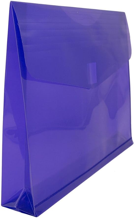 JAM PAPER Plastic Expansion Envelopes with Hook & Loop Closure - Letter Booklet - 9 3/4 x 13 with 2 Inch Expansion - Purple - 3/Pack