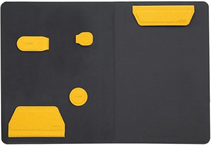 LHiDS Creative Magnetic Business Portfolio Resume Padfolio Organizer, A5 Folder with Clipboard, Paper Clip, Writing Pad, Magnetic Closure for Work, School and More, Yellow