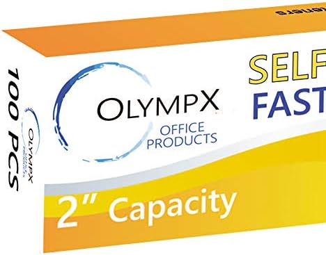 OLYMPX 100 Pcs of 2” Capacity Economy Self Adhesive Prong Paper Fastener Bases, 2.75 Inch Center for Paper File Clip Folder Accessories, 100 per Box