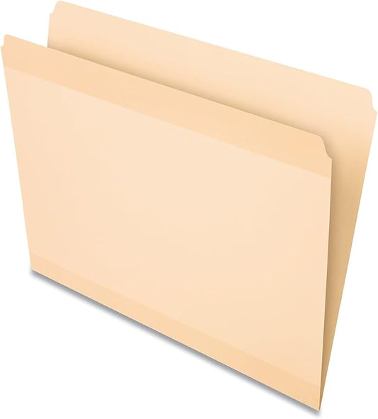 Pendaflex Reinforced File Folders, Extra Durable, Poly Reinforced Edges, Manila, Letter Size, Straight Cut, No Tabs, 24 Per Pack (86222)