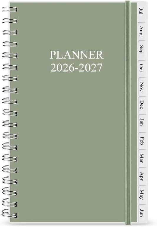 2026-2027 Pocket Planner/Calendar - July 2026 - June 2027, A6 Weekly & Monthly Organizer Notebook & Journal to Track Goals, Easy to Organize Your Daily Life, 3.75" x 6.75", Green