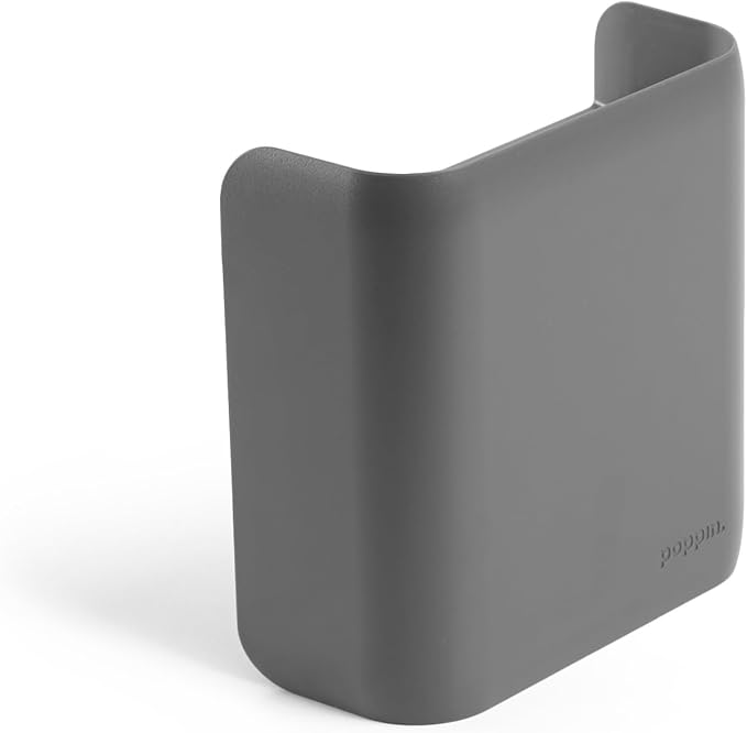 Poppin Magnetic Pen Holder - Office Supplies Storage Cup with 3 Mounting Options (adhesive strips, magnets, or screws), Mounts to Walls, Refrigerators, Lockers (Dark Gray)