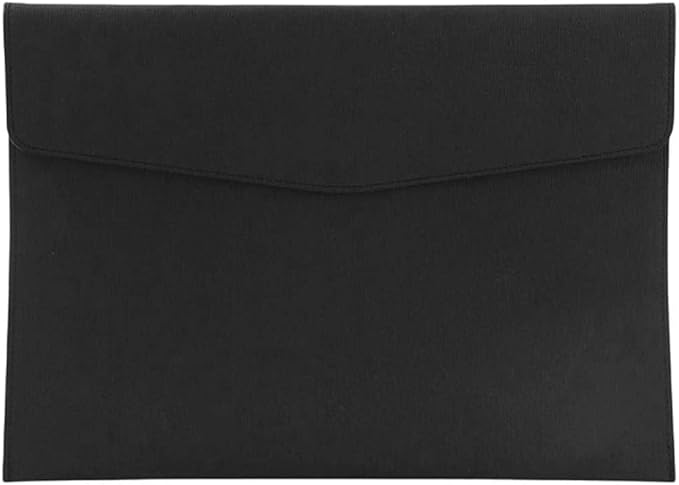 A4 PU Leather Document Folder with Snap Closure File Holder for Letter Size Black Waterproof Portfolio Envelope File Oragnizer Pocket Storage Case for Receipt Contract Stationery Tablet