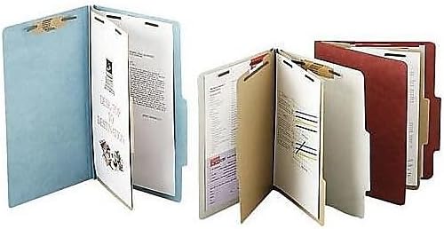 ACCO Classification Folders with Fasteners, Pressboard, 6-Part, Letter Size, Green, 10 per Box (15046)