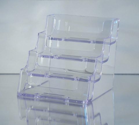 Dazzling Displays 4-Tier Clear Business Card Holder - Elegant Business Card Organizer for Desk - Premium Elegant Business Card Holder Desk Accessories