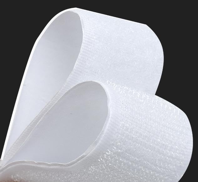 Hook and Loop Adhesive Tape,White 8-Meter Back Adhesive Magic Tape with Mother Buckle,Suitable for Home and Office,Sturdy and Durable