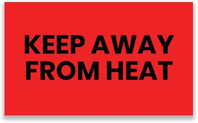 StickerJet Keep Away from Heat – Warehouse Receiving Labels – 3"x5" Rectangle Labels – 500 Qty/Roll – Paper, Easy Peel and Stick, Strong Adhesive, No Residue, Made in USA