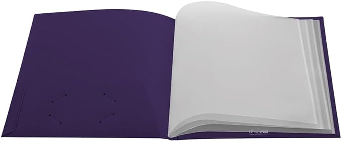 Ultra PRO - 50 Pack Purple Heavy Duty 2-Pocket Folders with 6 Clear Internal Pages, Waterproof Poly Project Organizer for School and Office, Fits 8.5 x 11 Letter Size, Customizable Clear Covers
