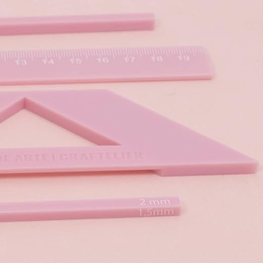 Craftelier - Kit Rulers and Binding Squares | Basic Tools for Scrapbooking, Craft and Binding Projects | Includes L Ruler, T Ruler and Squares | Color Pink