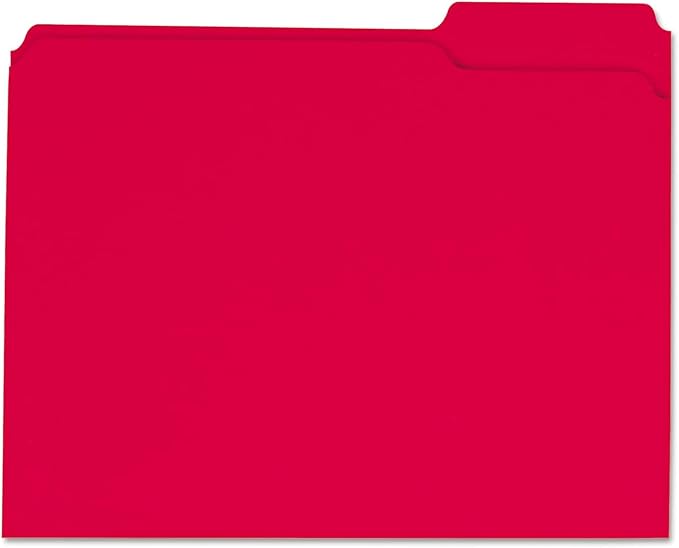 Universal 16163 Colored File Folders, 1/3 Cut Assorted, Two-Ply Top Tab, Letter, Red, 100/Box