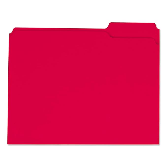 Universal Red Reinforced Top Tab File Folder, Letter Size, 1/3 Cut, Pack of 100