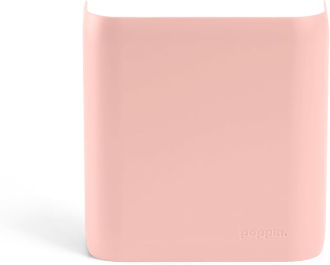 Poppin Magnetic Pen Holder - Office Supplies Storage Cup with 3 Mounting Options (adhesive strips, magnets, or screws), Mounts to Walls, Refrigerators, Lockers (Blush Pink)