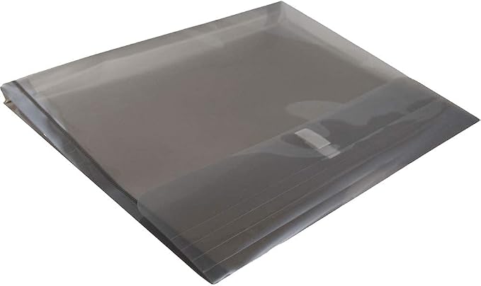 JAM PAPER Plastic Expansion Envelopes with Hook & Loop Closure - Letter Booklet - 9 3/4 x 13 with 1 Inch Expansion - Smoke Gray - 12/Pack