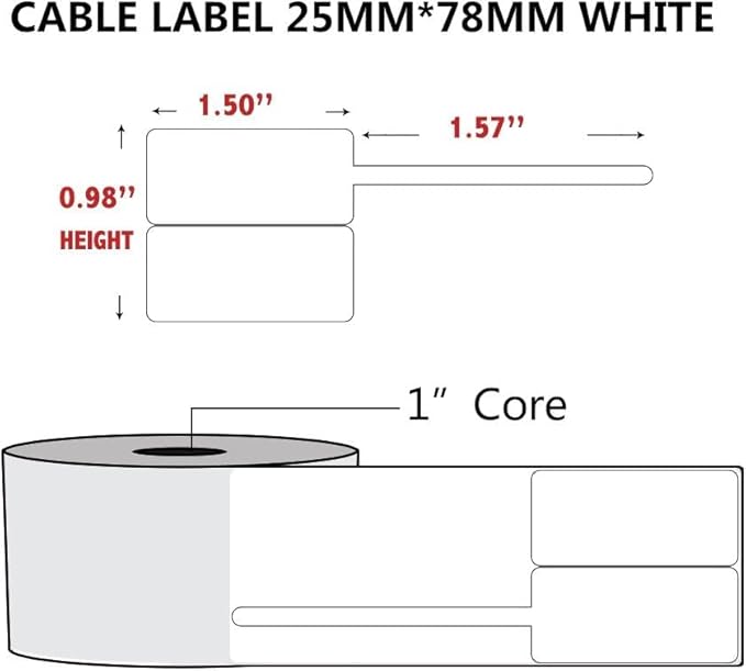 100 Pcs Cable Labels - Waterproof Wire Cord Labels, Tear Resistant Wire Label, Self Adhesive Cord Organizing Label, for Cable Management, Compatible with PUQU AQ20 Label Makers(Yellow) 25x78mm