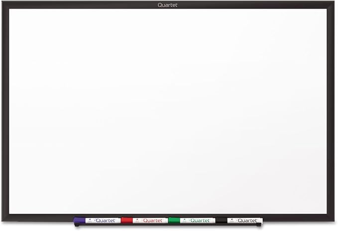 Quartet Dry Erase White Board 48"W x 36"H Non-Magnetic Whiteboard, Total Erase, Black Aluminum Frame (S535B)