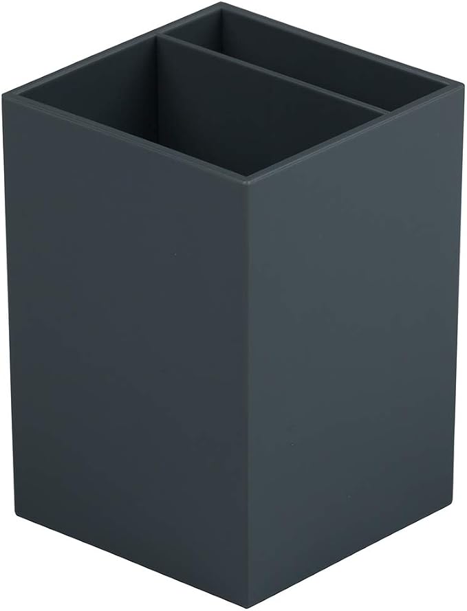 JAM PAPER Plastic Pen Holder - Grey - Desktop Pencil Cup Sold Individually